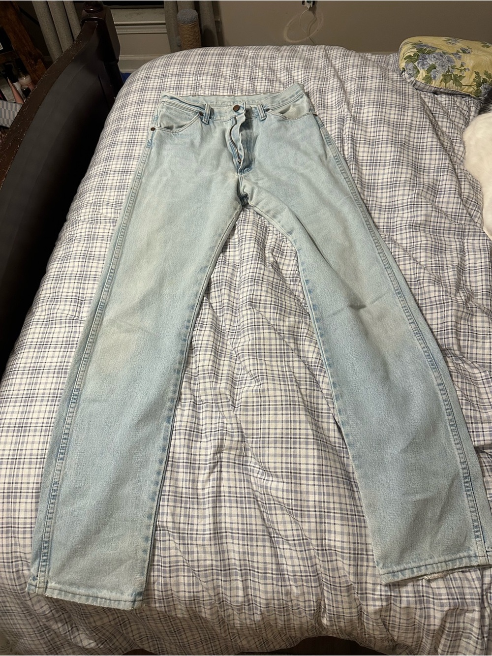 Vintage Wrangler Women’s High Rise Straight Leg Jeans 9x34 Light Wash USA